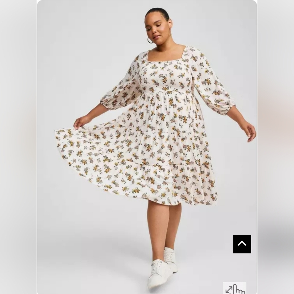 TORRID Midi Gauze 3/4 Length Sleeve Dress. Size: Torrid (2).